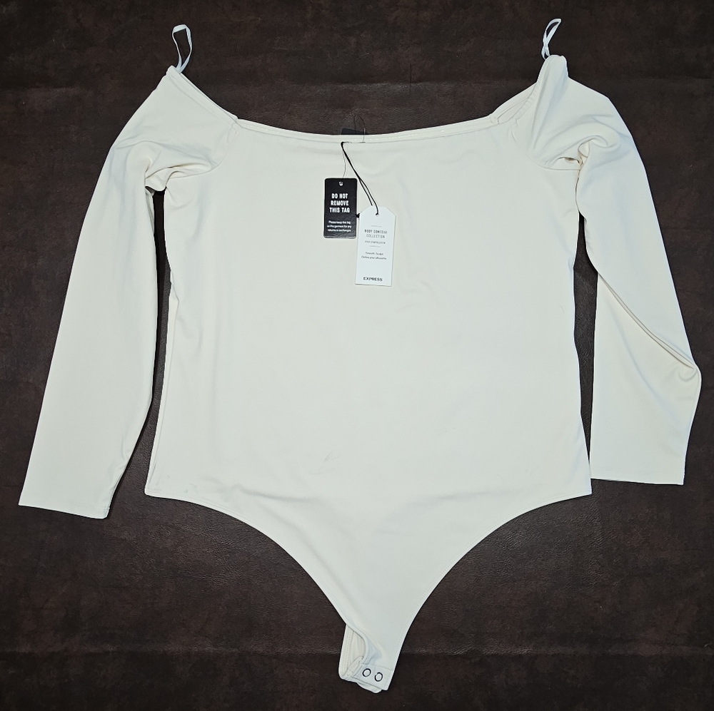 NWTs Cream Off-Shoulder Bodysuit - Express Body Contour, XL